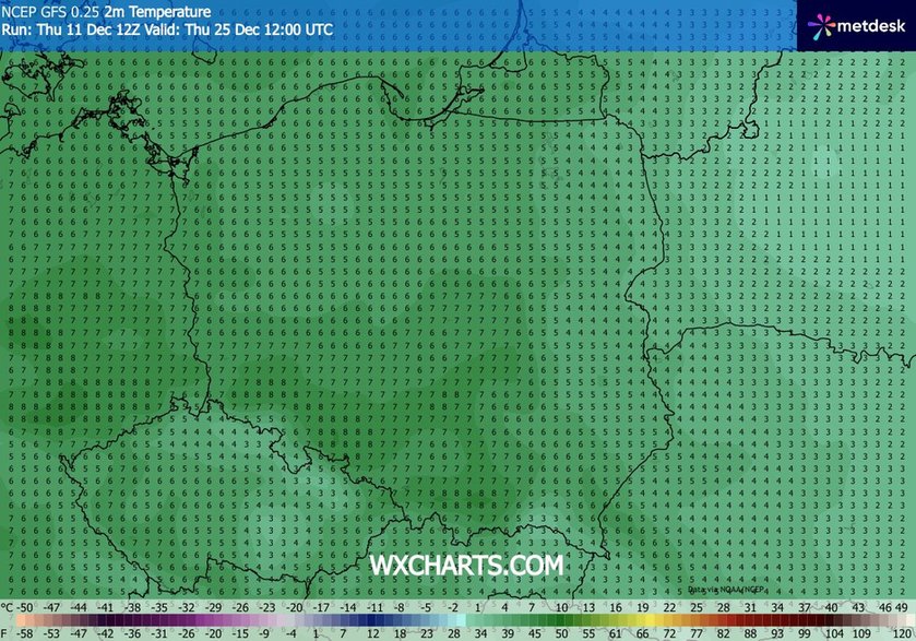Według modelu GFS święta mają być ciepłe