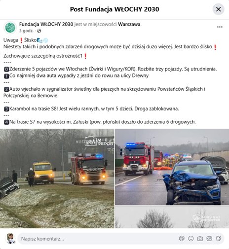 Gołoledź w Warszawie