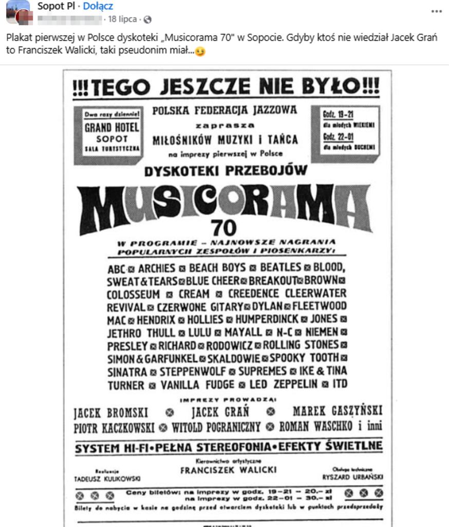 Plakat zapowiadający pierwszą dyskotekę w Polsce