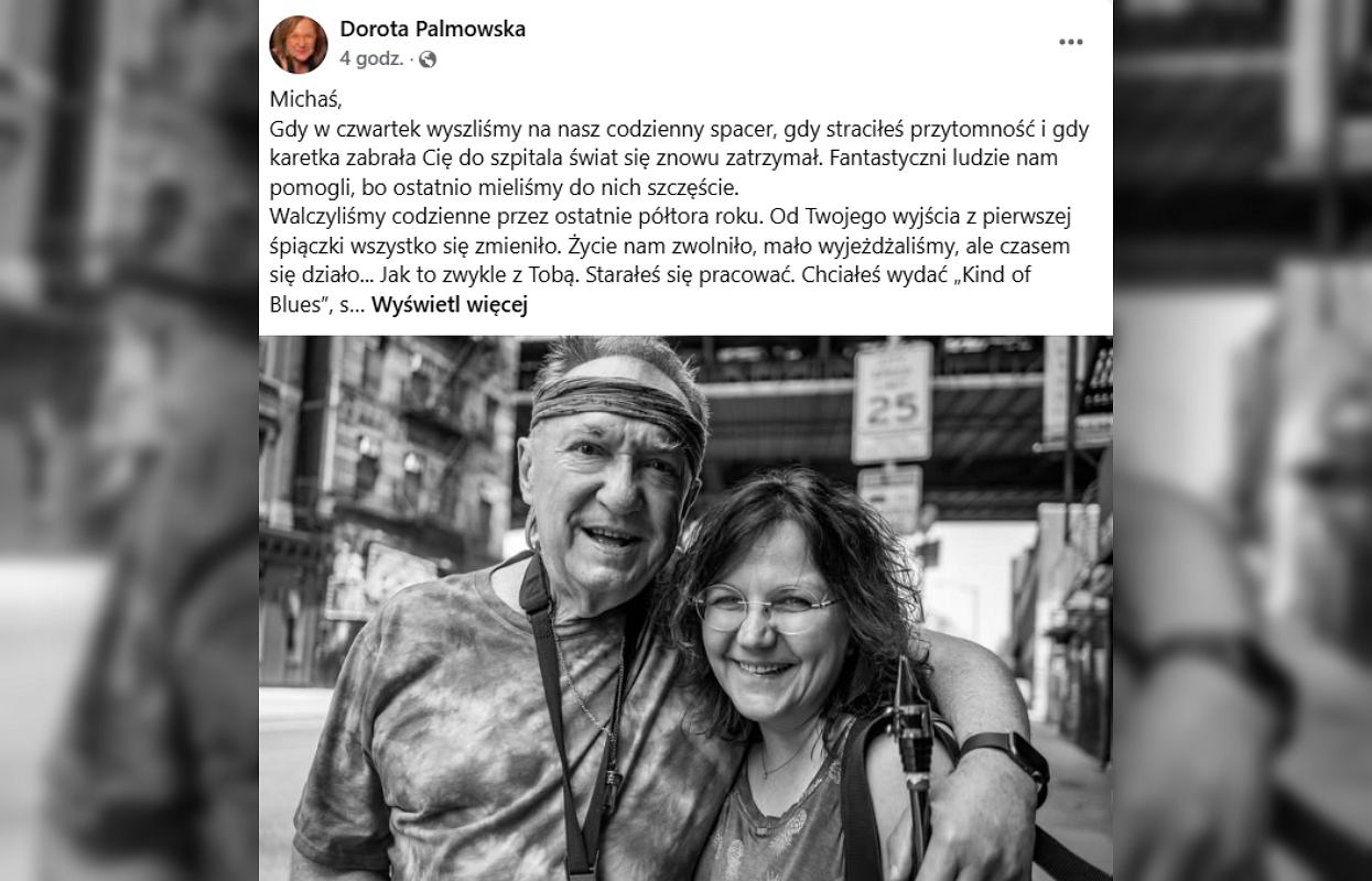 Poruszające pożegnanie żony Michała Urbaniaka. 'Walczyliśmy codzienne'