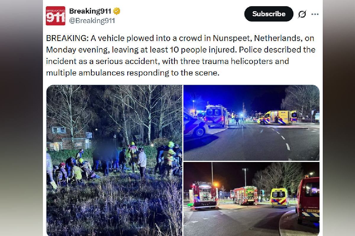 Samochód wjechał w tłum na paradzie w Holandii. Dziewięć osób zostało rannych. Są wstępne ustalenia