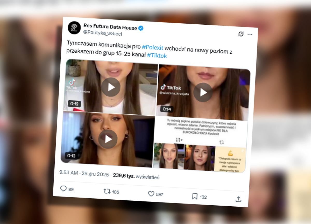 Fala fałszywych filmów AI na TikToku. Wzywają do polexitu