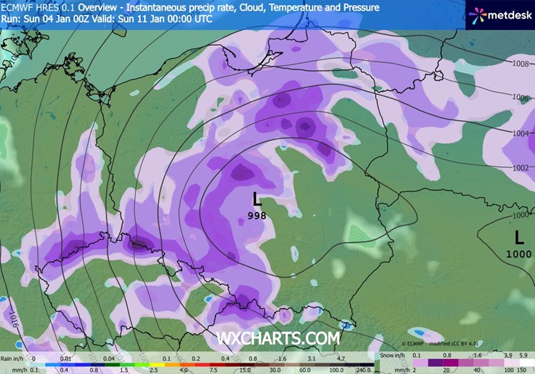 Kolejna fala opadów, głównie śniegu i to w większości Polski, może nas czekać już pod koniec tygodnia