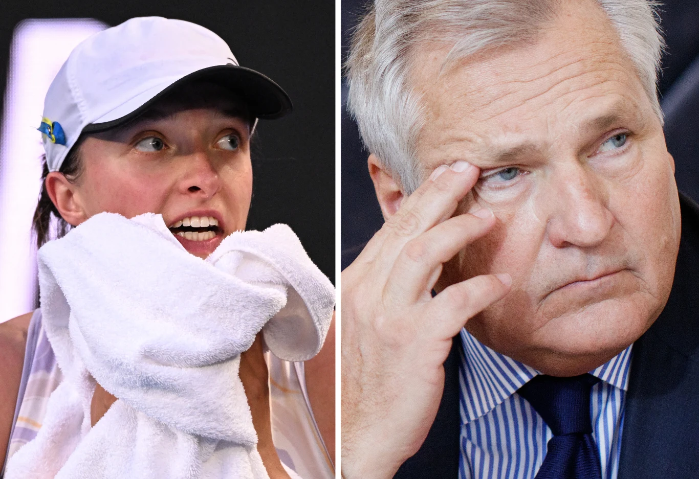 Liderka rankingu WTA - polska tenisistka Iga Świątek oraz były prezydent Polski - Aleksander Kwaśniewski