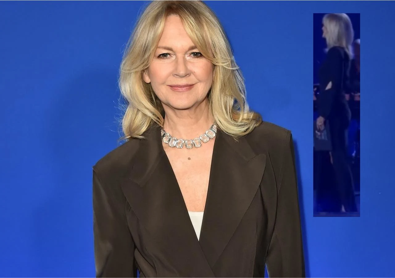 Grażyna Torbicka zaprezentowała się na scenie w czarnej sukni z efektownym wycięciem.