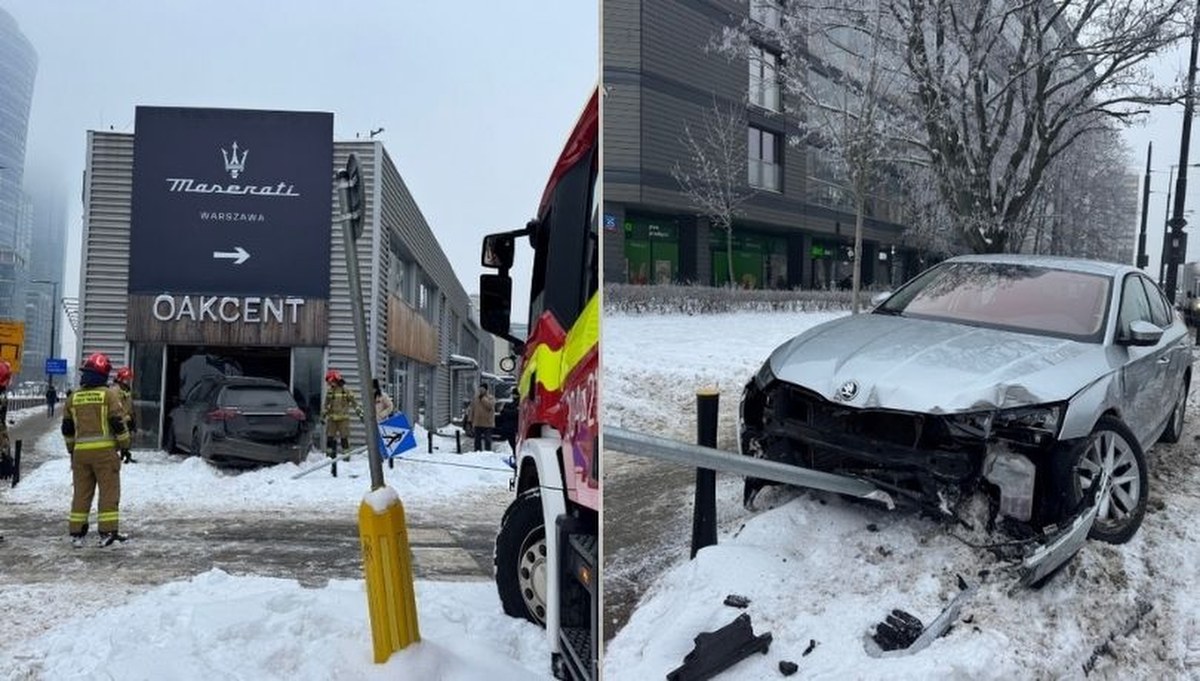O krok od tragedii w Warszawie. Samochód wbił się w sklep w podłogami