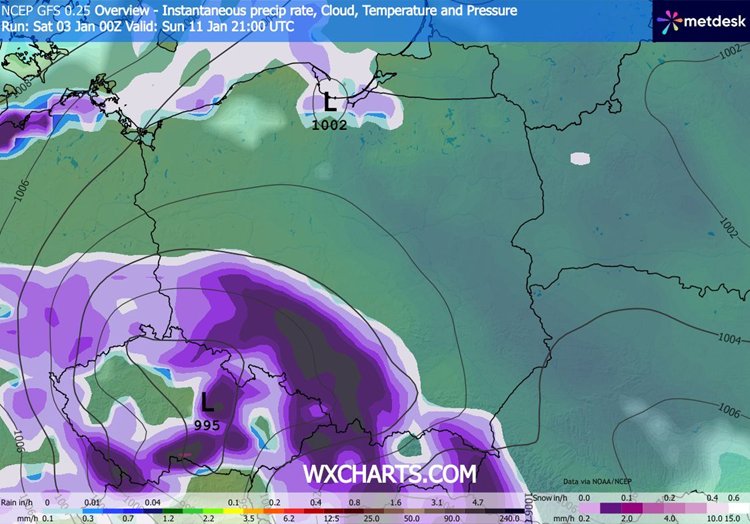 Za tydzień blisko Polski może znaleźć się niż rozdzielający bardzo mroźne powietrze od dużo cieplejszego