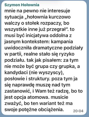 Wiadomość Szymona Hołowni