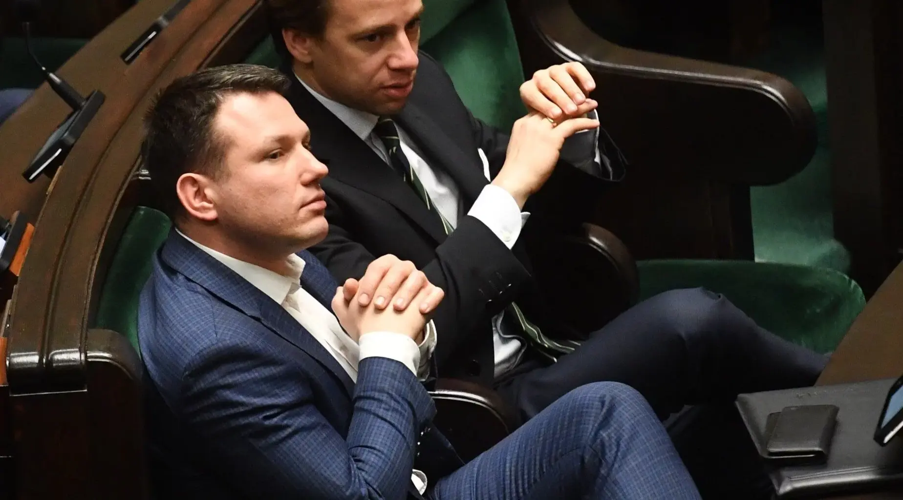 Posłowie Konfederacji Krzysztof Bosak i Sławomir Mentzen