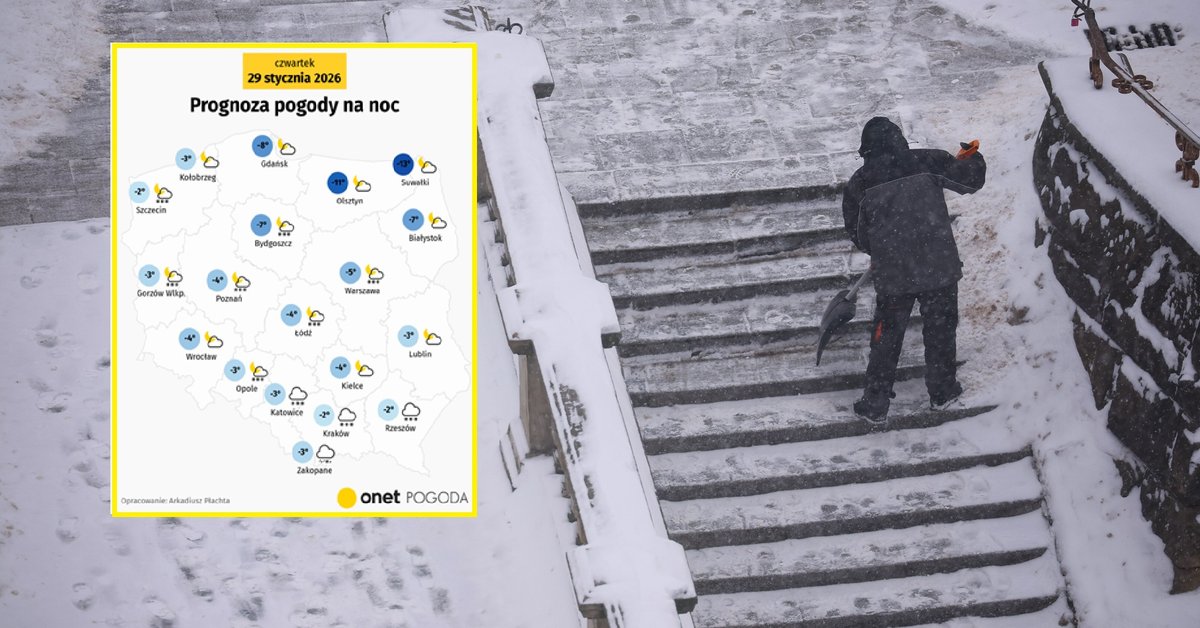 Noc wszędzie przyniesie mróz, a miejscami też nową dostawę śniegu