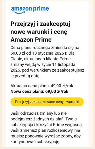 Amazon Prime rozsyła emaile