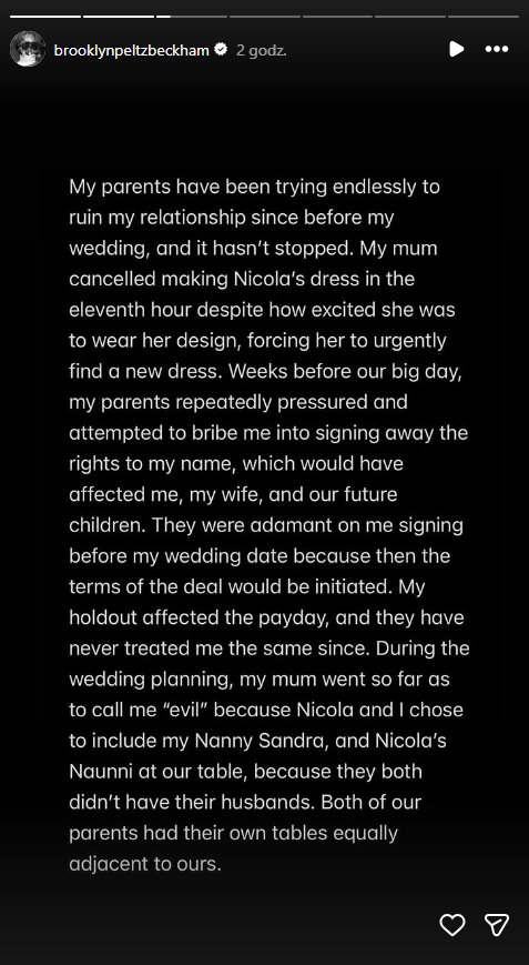 Oświadczenie Brooklyna Beckhama