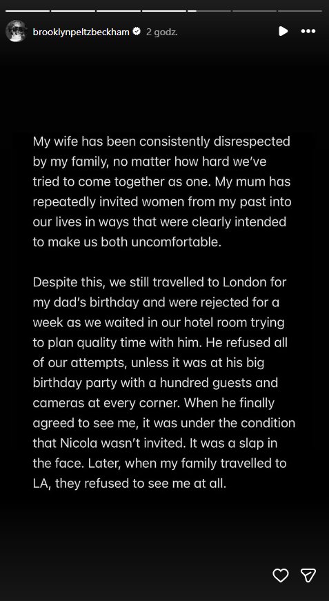 Oświadczenie Brooklyna Beckhama