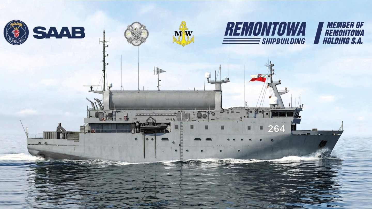 Najnowsza wizualizacja okrętu rozpoznania radioelektronicznego projektu 107 Delfin.