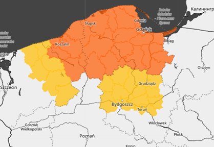 Ostrzeżenia przed śnieżycami obowiązują w większości Pomorza oraz częściowo na Kujawach