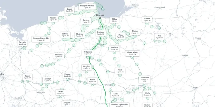 Przykładowe "pięciogodzinne" trasy pociągów z Trójmiasta.