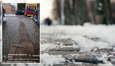 Było tak ślisko, że ratownik medyczny nie miał wyjścia. "Ekstremalne warunki" na Pomorzu