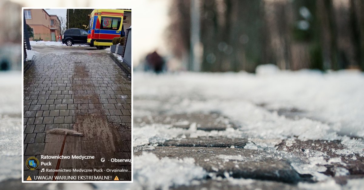 Było tak ślisko, że ratownik medyczny nie miał wyjścia. "Ekstremalne warunki" na Pomorzu