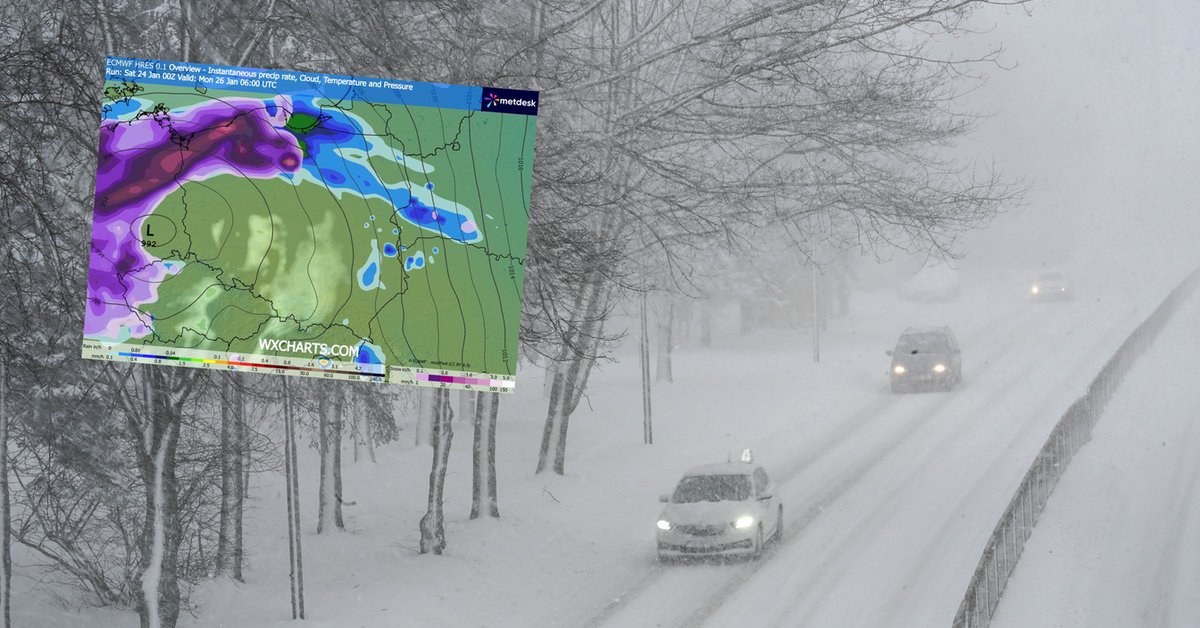 W poniedziałek śnieg i deszcz możliwe są na północy