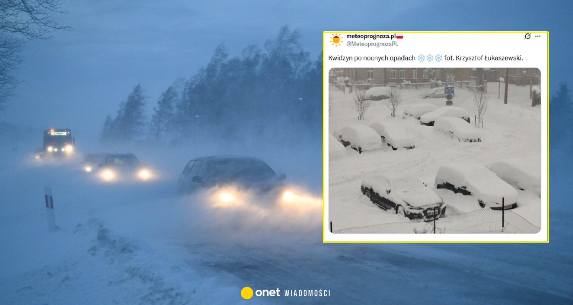 Gwałtowne śnieżyce suną przez Polskę. Z godziny na godzinę jest coraz gorzej [RELACJA] - Onet Wiadomości
