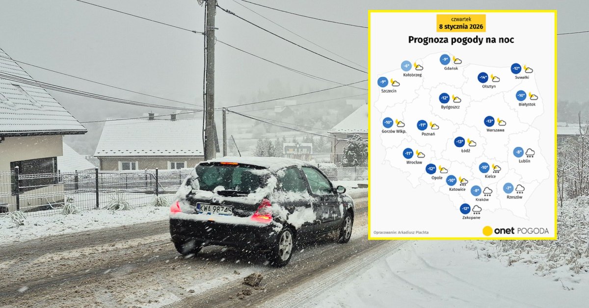Noc w wielu regionach przyniesie dwucyfrowy mróz, a na południowym wschodzie też śnieżyce