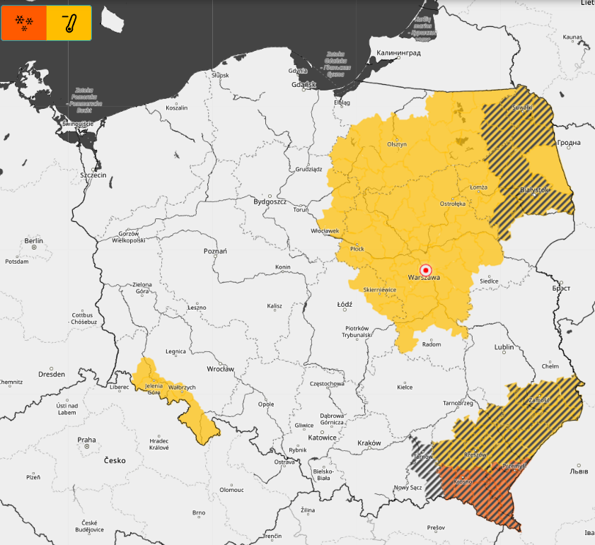 Alerty pogodowe wydane przez IMGW