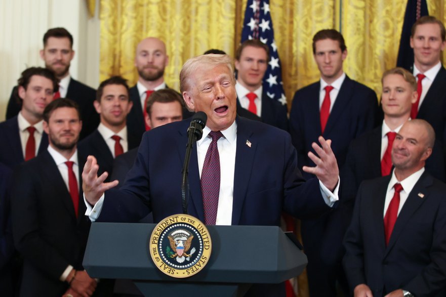 Donald Trump, prezydent USA, w Białym Domu. Waszyngton, 15 stycznia 2025 r.