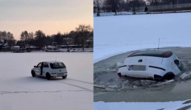 Wjechał autem... na zamarznięty staw. Pojazd poszedł na dno
