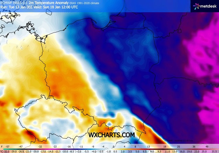 Pod koniec tygodnia nad Polską zarysuje się podział na ciepły zachód i częściowo południe oraz mroźną resztę kraju