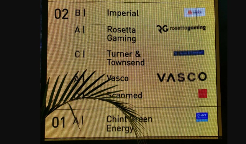 Ekran na parterze biurowca, w którym siedzibę miała Rosetta Gaming