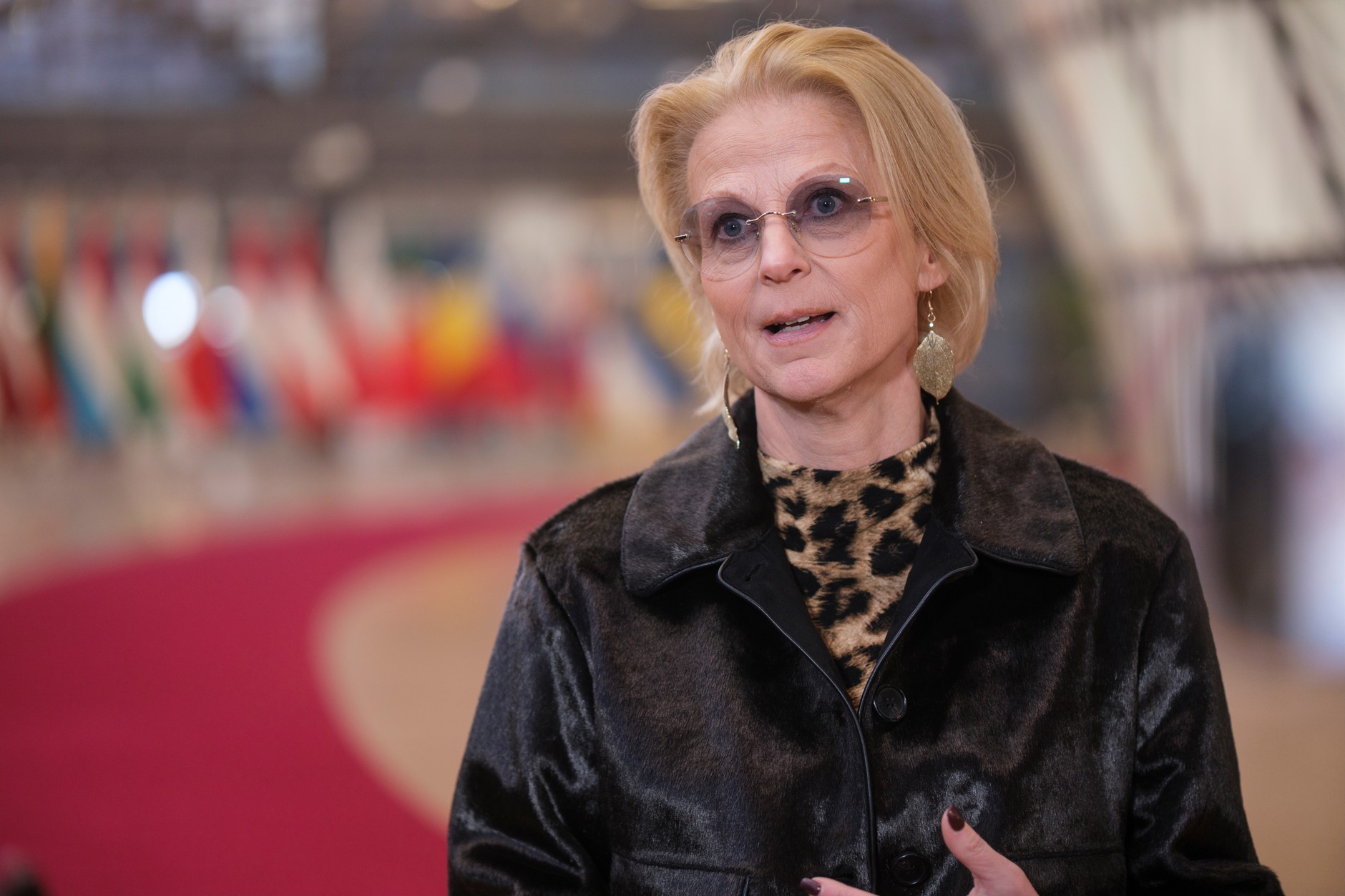 Szwedzka minister finansów Elisabeth Svantesson w Brukseli, 20 stycznia 2026 r. 