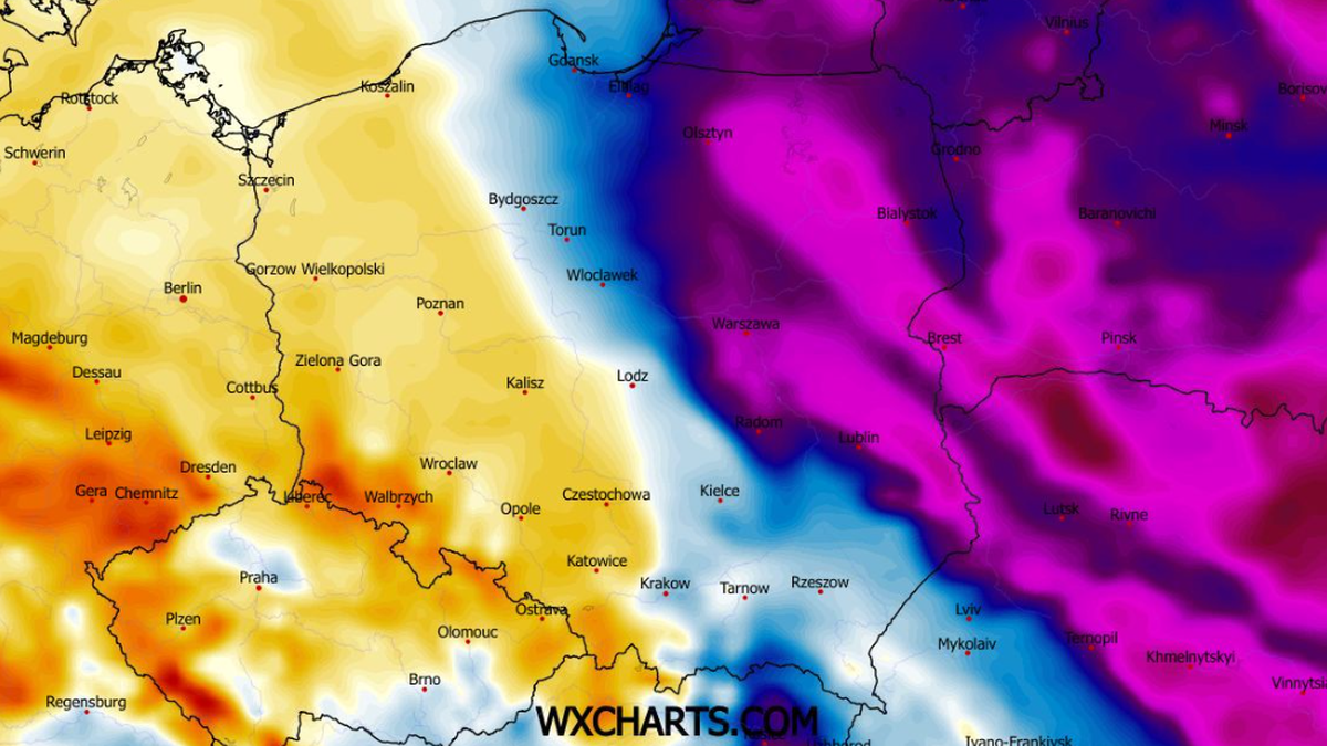W połowie tygodnia pogoda podzieli Polskę – na zachodzie odwilż, na wschodzie siarczysty mróz