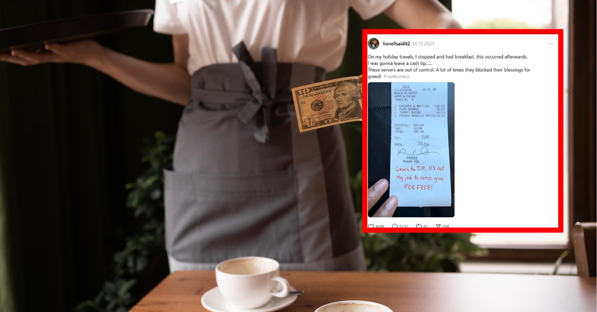 Burza o napiwek w USA. Kelner napisał to na paragonie