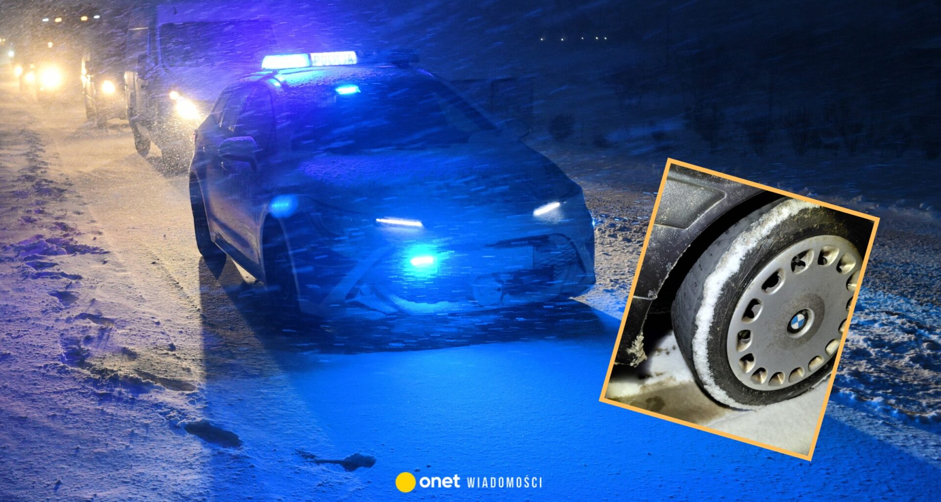 Jechał BMW na łysych oponach w śnieżycy. Na mandacie się nie skończyło