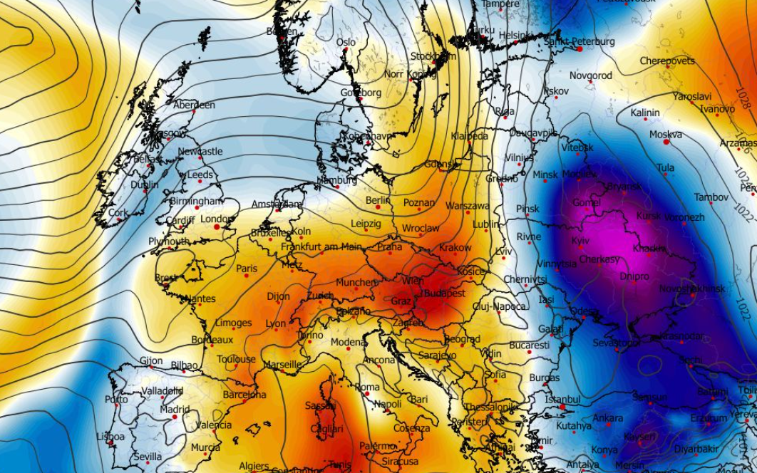 Anomalia temperatury na poziomie ciśnienia 850 hPa 14.01