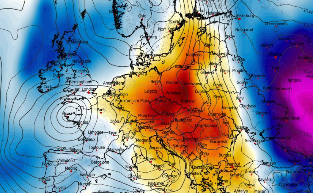 Anomalia temperatury na poziomie ciśnienia 850 hPa 16.01
