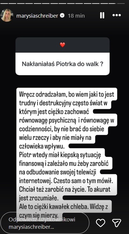 Screen z profilu Marianny Schreiber