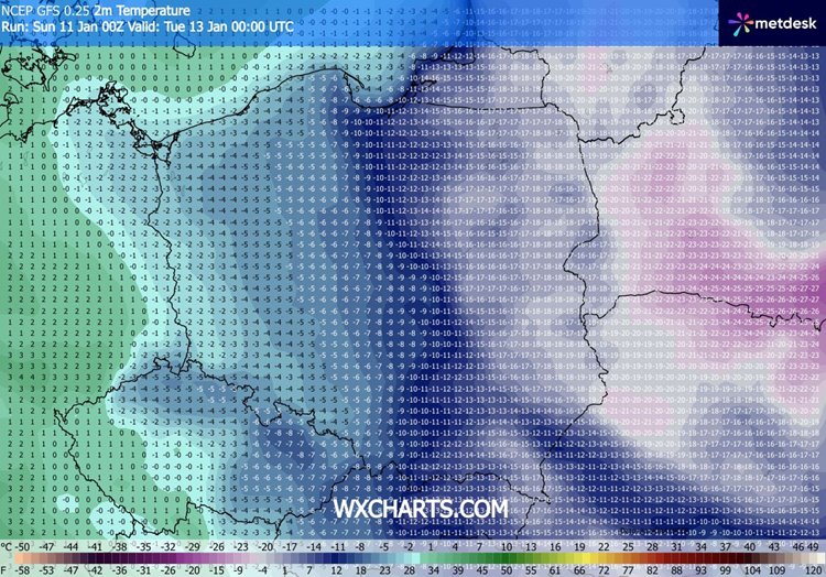 Noce na początku tygodnia na wschodzie mogą przynosić spadki do -20 st. C, a nawet niżej