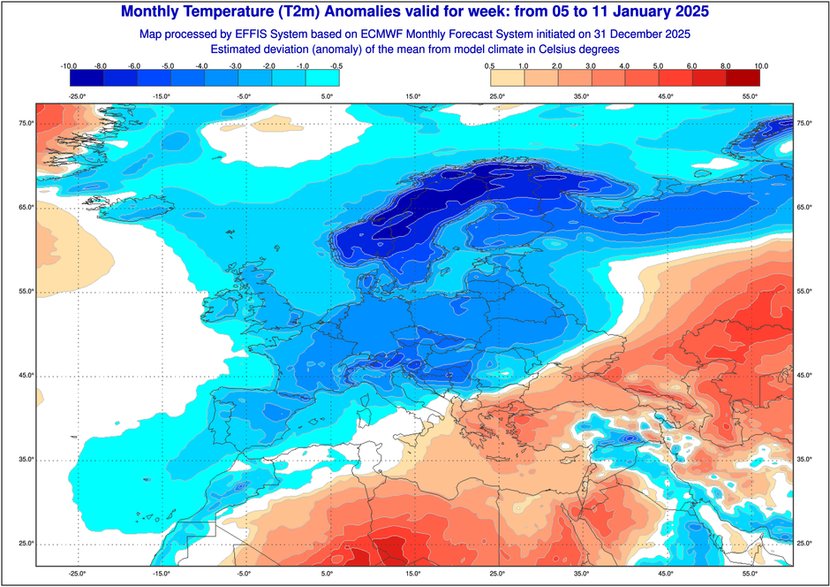 Najzimniej ma być w pierwszym tygodniu stycznia. Ujemna anomalia sięgnie nawet 3 st. C