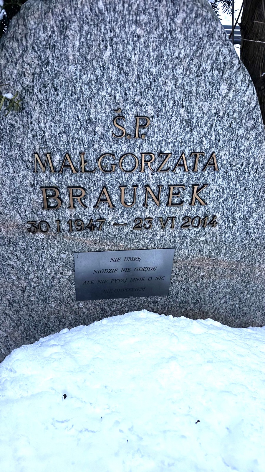 Grób Małgorzaty Braunek na cmentarzu ewangelicko-augsburskim w Warszawie