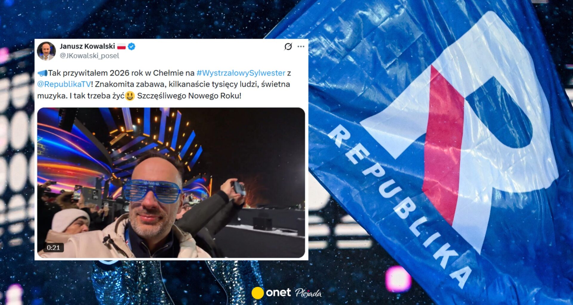 Janusz Kowalski na sylwestrze TV Republika. Pokazał taneczne nagranie