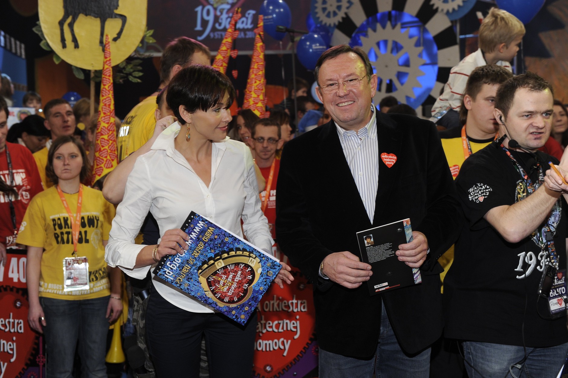 Anna Popek i Zbigniew Buczkowski podczas finału Wielkiej Orkiestry Świątecznej Pomocy w 2011 r.