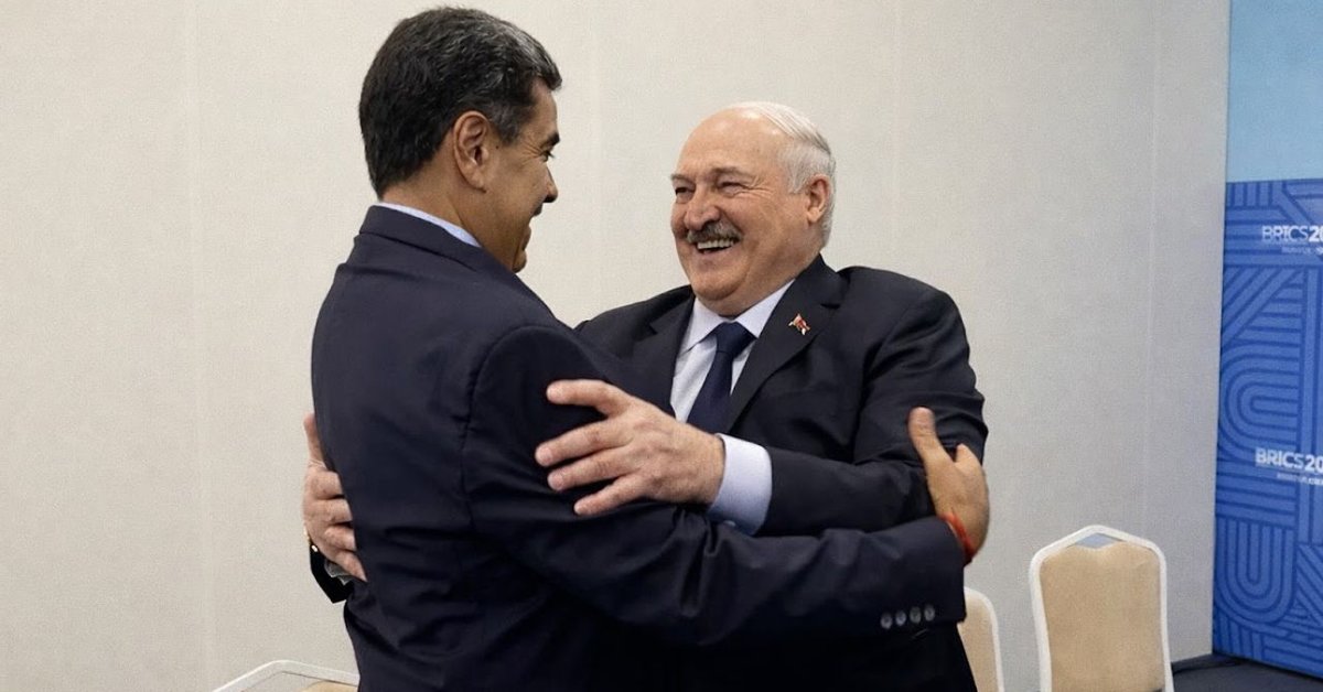 Alaksandr Łukaszenka z Nicolásem Maduro podczas szczytu BRICS w Kazaniu, 23 października 2024 r. Zrzut ekranu z wideo president.gov.by