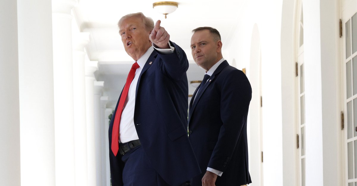 Prezydent USA Donald Trump i prezydent Polski Karol Nawrocki