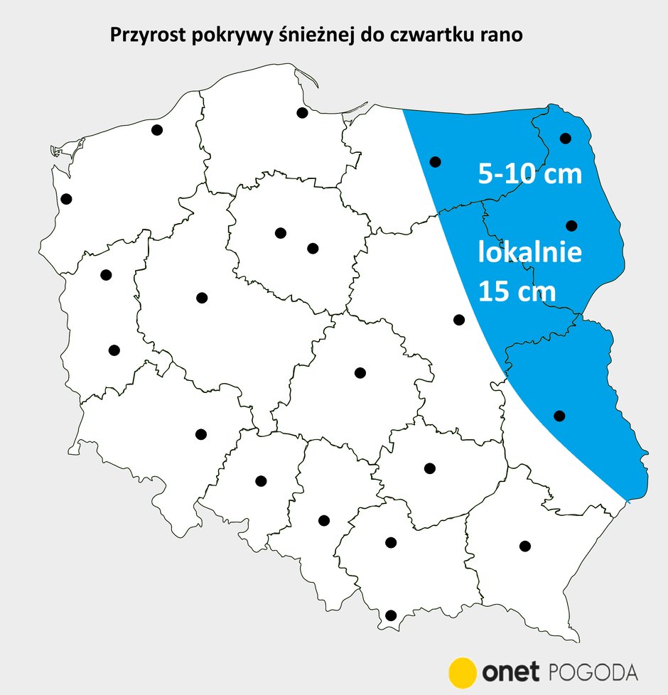 Na północnym wschodzie może nieco mocniej sypnąć śniegiem