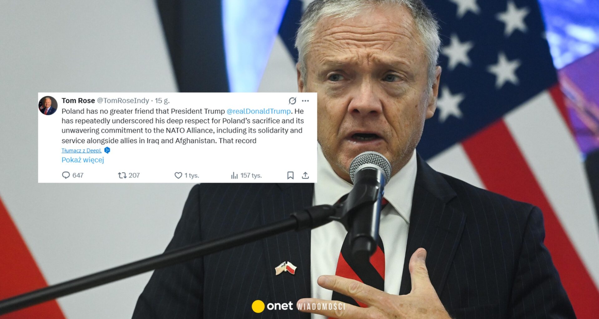 Thomas Rose zabrał głos po słowach Donalda Trumpa. Wspomniał o Polsce