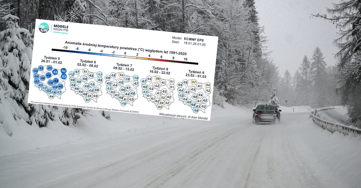 Zima szybko nie odpuści. Jest nowa prognoza na luty (screen: IMGW)