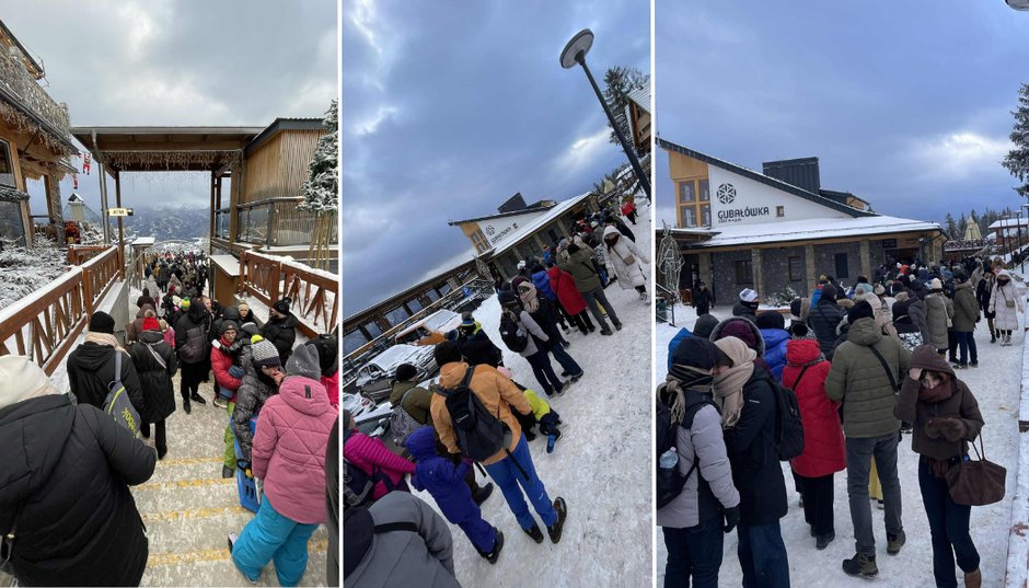 Kolejka do zjazdu kolejką z Gubałówki