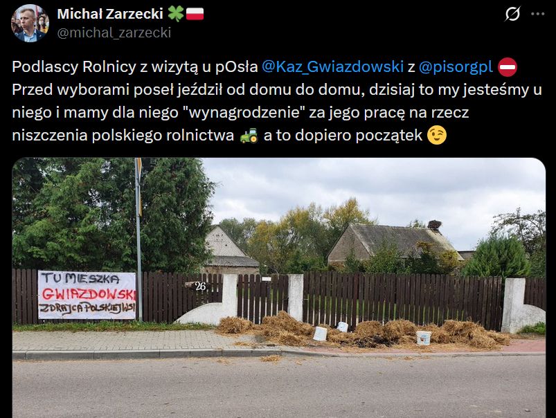 Marcin Zarzecki uczestniczył w proteście pod domem polityka PiS.