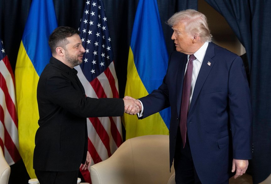 Wołodymyr Zełenski, prezydent Ukrainy, i Donald Trump, prezydent USA. Davos, 22 stycznia 2026 r.